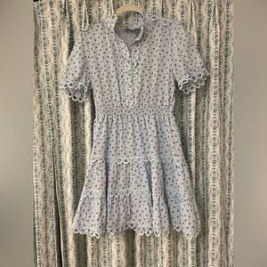 The Shirt by Rochelle Behrens Blue Floral Mini Dress